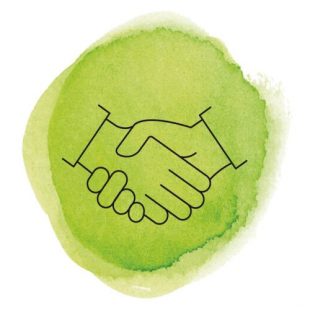 Symbol Handschlag auf grünem Hintergrund